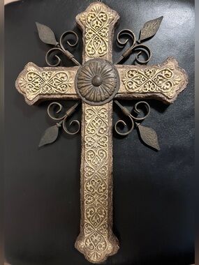 Ornate Gold and Brown Decorative Wall Cross - Home Wall Decor
